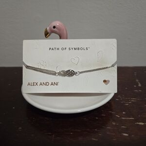 Alex and Ani Silver .925 Pull Cord Pineapple Charm Bracelet